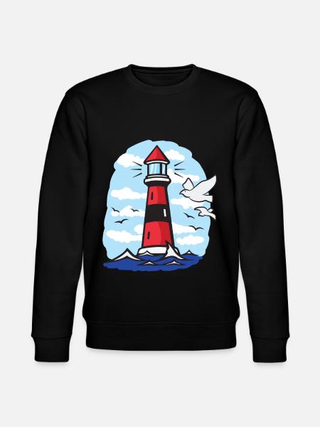 Leuchtturm mit Möwen - Stanley/Stella Unisex Bio-Sweatshirt CHANGER  - Schwarz