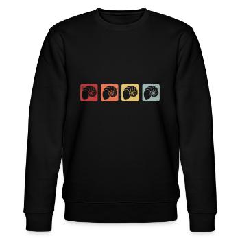 Fossilien Sammler Versteinerung Ammonit Retro - Stanley/Stella Unisex Bio-Sweatshirt CHANGER  - Schwarz - Vorne - Nik (191cm) & Marisol (170cm)