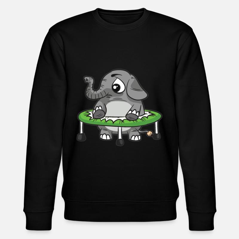 Dicker Elefant im Trampolin - Stanley/Stella Unisex Bio-Sweatshirt CHANGER  - Schwarz