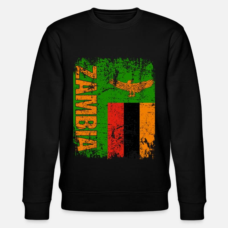 Zambia flag - Stanley/Stella CHANGER Unisex Organic Sweatshirt - black