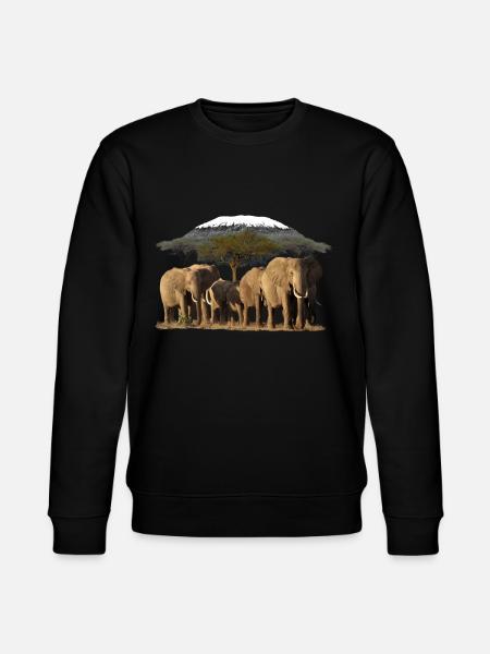 Kilimanjaro en olifanten in Kenia / Afrika - Stanley/Stella Uniseks bio-sweatshirt CHANGER  - zwart