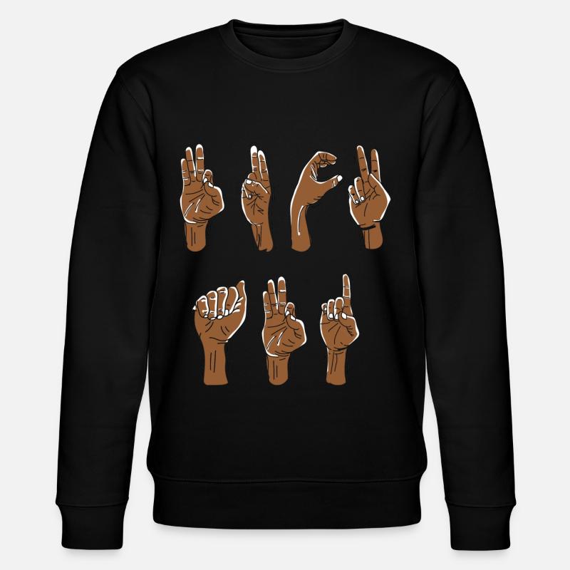 Fck AFD Gebärdensprache - Stanley/Stella Unisex Bio-Sweatshirt CHANGER  - Schwarz