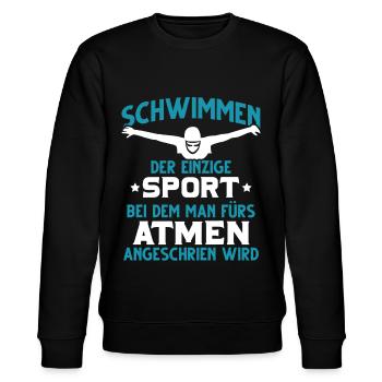 Schwimmer lustiger Spruch Schwimmen Sportler - Stanley/Stella Unisex Bio-Sweatshirt CHANGER  - Schwarz - Vorne - Nik (191cm) & Marisol (170cm)
