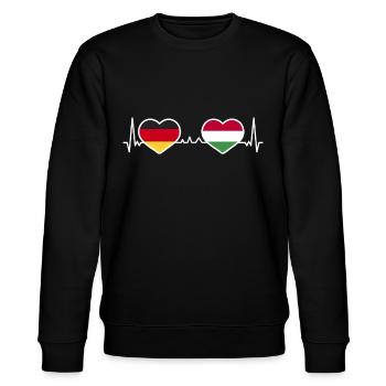 Deutschland Ungarn Herz Liebe Herzlinie - Stanley/Stella Unisex Bio-Sweatshirt CHANGER  - Schwarz - Vorne - Nik (191cm) & Marisol (170cm)