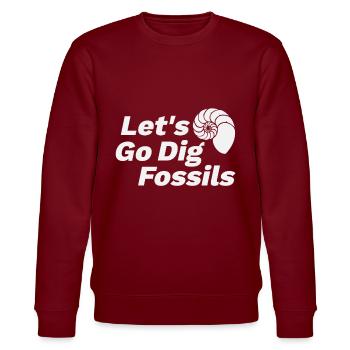 Fossilien Versteinerung Ammonit Spruch - Stanley/Stella Unisex Bio-Sweatshirt CHANGER  - Burgunderrot - Vorne - Nik (191cm) & Marisol (170cm)