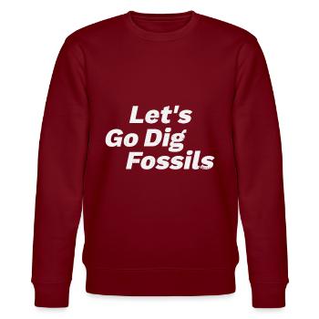 Fossilien Versteinerung Ammonit Spruch Vintage - Stanley/Stella Unisex Bio-Sweatshirt CHANGER  - Burgunderrot - Vorne - Nik (191cm) & Marisol (170cm)