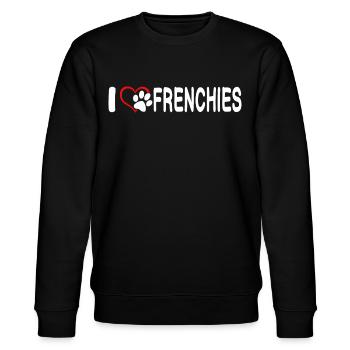 Ich Liebe Frenchies - Stanley/Stella Unisex Bio-Sweatshirt CHANGER  - Schwarz - Vorne - Nik (191cm) & Marisol (170cm)