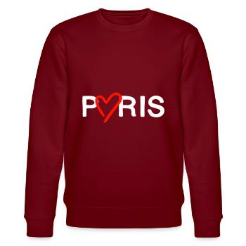 I Love Paris | Eiffelturm Frankreich Geschenk - Stanley/Stella Unisex Bio-Sweatshirt CHANGER  - Burgunderrot - Vorne - Nik (191cm) & Marisol (170cm)