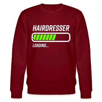 Friseur Loading Ladebalken - Stanley/Stella Unisex Bio-Sweatshirt CHANGER  - Burgunderrot - Vorne - Nik (191cm) & Marisol (170cm)