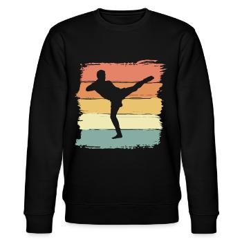 Kickboxen vintage retro Kickboxen Legende - Stanley/Stella Unisex Bio-Sweatshirt CHANGER  - Schwarz - Vorne - Nik (191cm) & Marisol (170cm)