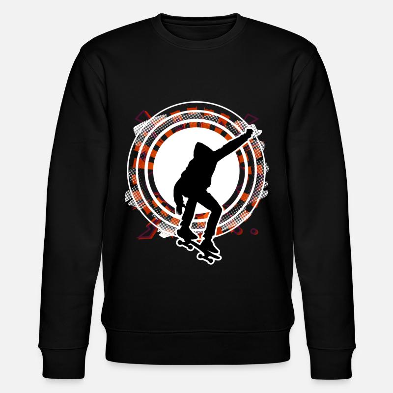 Skateboarder springt Kreis Raster rot - Stanley/Stella Unisex Bio-Sweatshirt CHANGER  - Schwarz