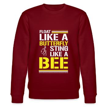 Float Like A... Zitat Muhammad Ali Trend Style - Stanley/Stella Unisex Bio-Sweatshirt CHANGER  - Burgunderrot - Vorne - Nik (191cm) & Marisol (170cm)
