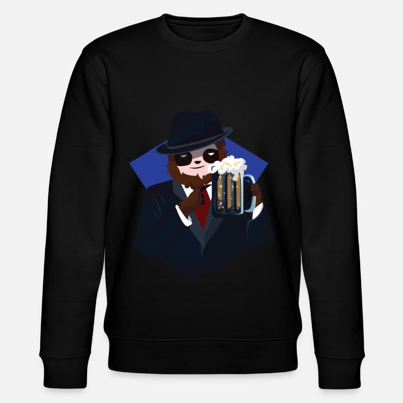 Mafia Faultier mit Bier - Stanley/Stella Unisex Bio-Sweatshirt CHANGER  - Schwarz