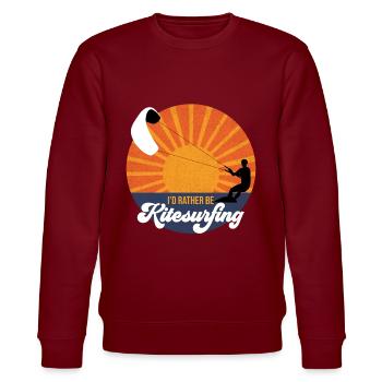 I'd rather be kitesurfing - Kitesurfen - Kiten - Stanley/Stella Unisex Bio-Sweatshirt CHANGER  - Burgunderrot - Vorne - Nik (191cm) & Marisol (170cm)