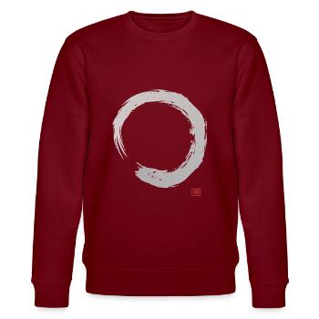 Kalligraphie Enso Kreis | Zen Buddhismus - Stanley/Stella Unisex Bio-Sweatshirt CHANGER  - Burgunderrot - Vorne - Nik (191cm) & Marisol (170cm)