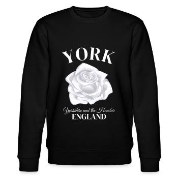 York England North Yorkshire United Kingdom - Stanley/Stella Unisex Bio-Sweatshirt CHANGER  - Schwarz - Vorne - Nik (191cm) & Marisol (170cm)
