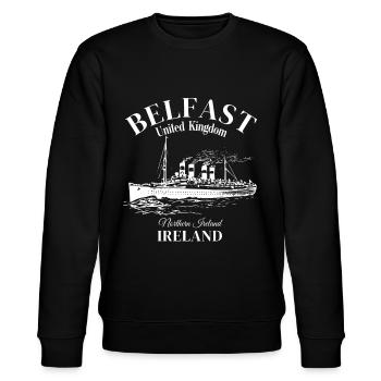 Belfast Northern Ireland United Kingdom - Stanley/Stella Unisex Bio-Sweatshirt CHANGER  - Schwarz - Vorne - Nik (191cm) & Marisol (170cm)