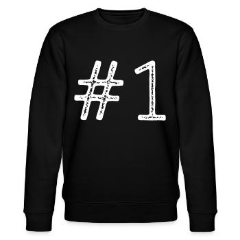 Erster Platz Nummer Eins Gewinner - Stanley/Stella Unisex Bio-Sweatshirt CHANGER  - Schwarz - Vorne - Nik (191cm) & Marisol (170cm)