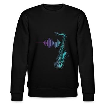 Saxofon - Stanley/Stella Unisex Bio-Sweatshirt CHANGER  - Schwarz - Vorne - Nik (191cm) & Marisol (170cm)