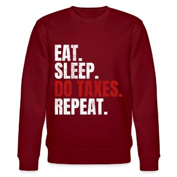 Eat Sleep Do Taxes Repeat Buchhalter Steuerberater - Stanley/Stella Unisex Bio-Sweatshirt CHANGER  - Burgunderrot - Vorne - Nik (191cm) & Marisol (170cm)