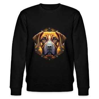 Farbenfrohes Boxer Dogge Kopf Artwork - Stanley/Stella Unisex Bio-Sweatshirt CHANGER  - Schwarz - Vorne - Nik (191cm) & Marisol (170cm)