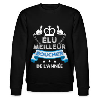 Élu meilleur boucher de l'année - Sweat bio CHANGER Stanley/Stella Unisexe - noir - Devant - Nik (191cm) & Marisol (170cm)