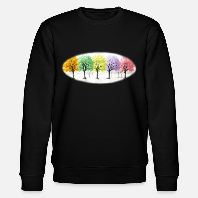 Bunt Bäume Baum Wald - Stanley/Stella Unisex Bio-Sweatshirt CHANGER - Schwarz