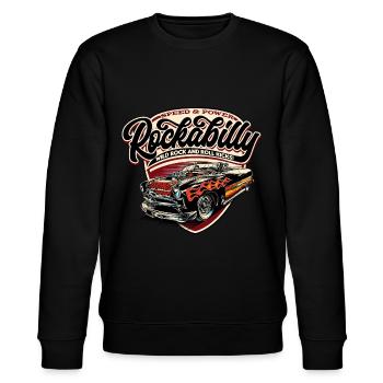 Rockabilly Hotrod Speed Flammen - pos - Stanley/Stella Unisex Bio-Sweatshirt CHANGER  - Schwarz - Vorne - Nik (191cm) & Marisol (170cm)