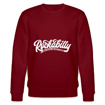 Rockabilly Wild Rock n Roll - Typo - neg - Stanley/Stella CHANGER Unisex Organic Sweatshirt - burgundy - Front - Nik (191cm) & Marisol (170cm)