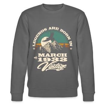 Legends are born in March 1933 - Stanley/Stella CHANGER Unisex Organic Sweatshirt - burgundy - Front - Nik (191cm) & Marisol (170cm)