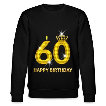 60 - Happy Birthday - Geburtstag - Zahl Gold - Stanley/Stella Unisex Bio-Sweatshirt CHANGER  - Schwarz - Vorne - Nik (191cm) & Marisol (170cm)
