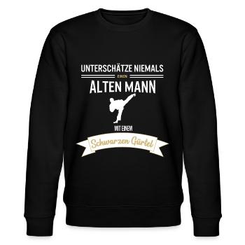 Alter Mann Karate Schwarzer Gürtel Kampfsport - Stanley/Stella Unisex Bio-Sweatshirt CHANGER  - Schwarz - Vorne - Nik (191cm) & Marisol (170cm)