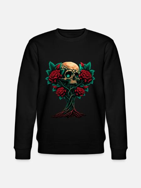 Tree with skull and roses - Stanley/Stella CHANGER Unisex Organic Sweatshirt - black