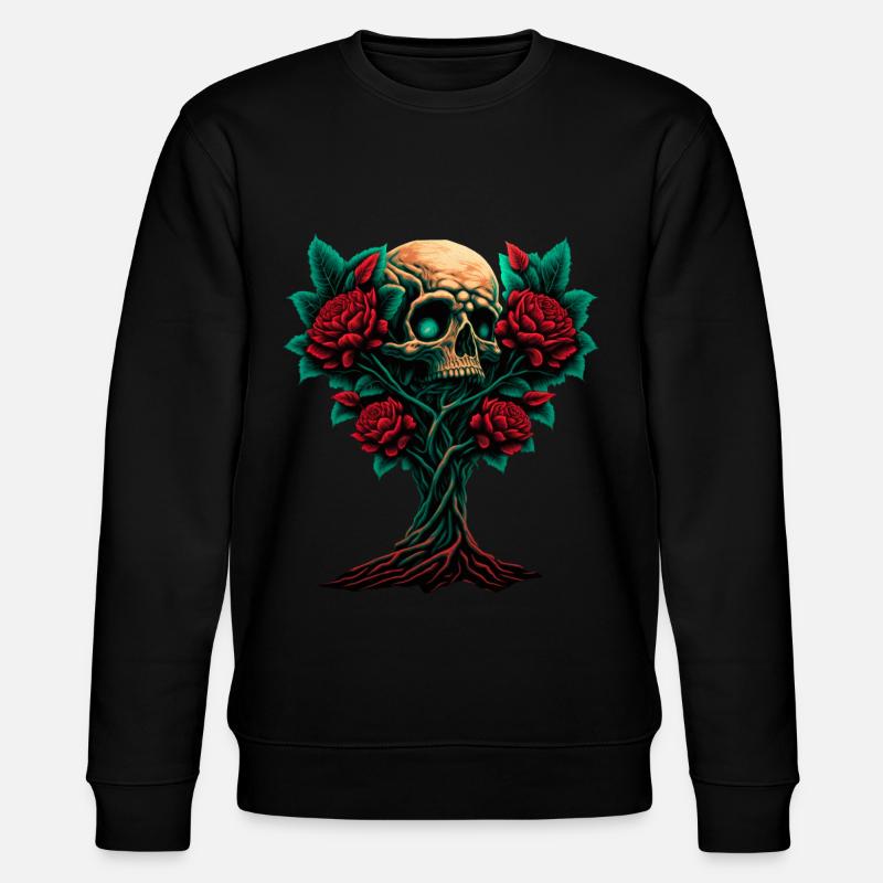 Arbre avec crâne et roses - Sweat bio CHANGER Stanley/Stella Unisexe - noir