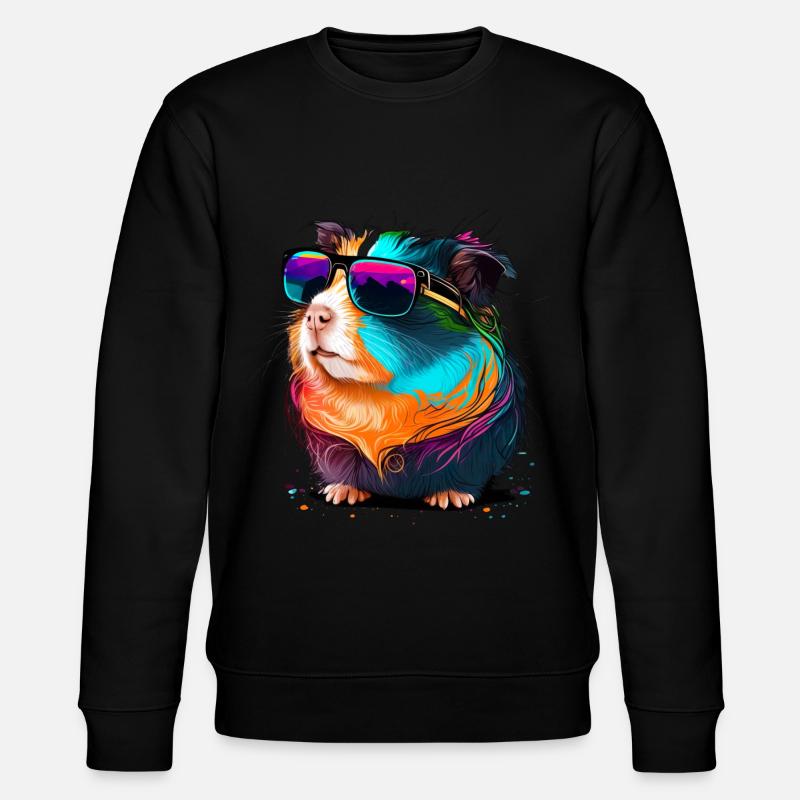 Meerschweinchen mit Sonnenbrille - Stanley/Stella Unisex Bio-Sweatshirt CHANGER  - Schwarz