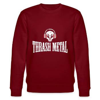Thrash Metal Musik Geschenk - Stanley/Stella Unisex Bio-Sweatshirt CHANGER  - Burgunderrot - Vorne - Nik (191cm) & Marisol (170cm)