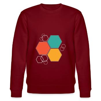 Hexagon Geschenk Sechseck - Stanley/Stella Unisex Bio-Sweatshirt CHANGER  - Burgunderrot - Vorne - Nik (191cm) & Marisol (170cm)