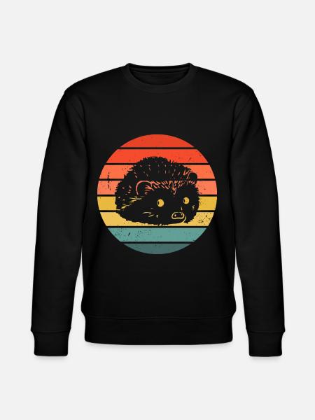 Hedgie Retro Sunset Hedgehog - Stanley/Stella CHANGER Unisex Organic Sweatshirt - black