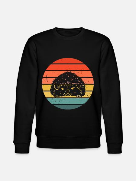 Hedgie Retro Sunset Hedgehog - Stanley/Stella CHANGER Unisex Organic Sweatshirt - black