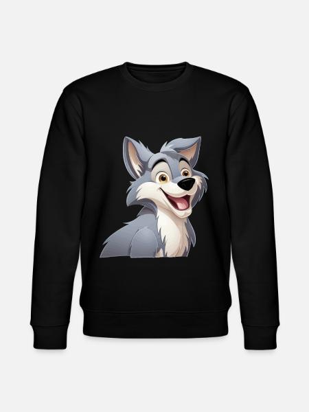 Varg skrattar tecknad serie varghuvudvargar söt - Ekologisk sweatshirt CHANGER unisex från Stanley/Stella - svart