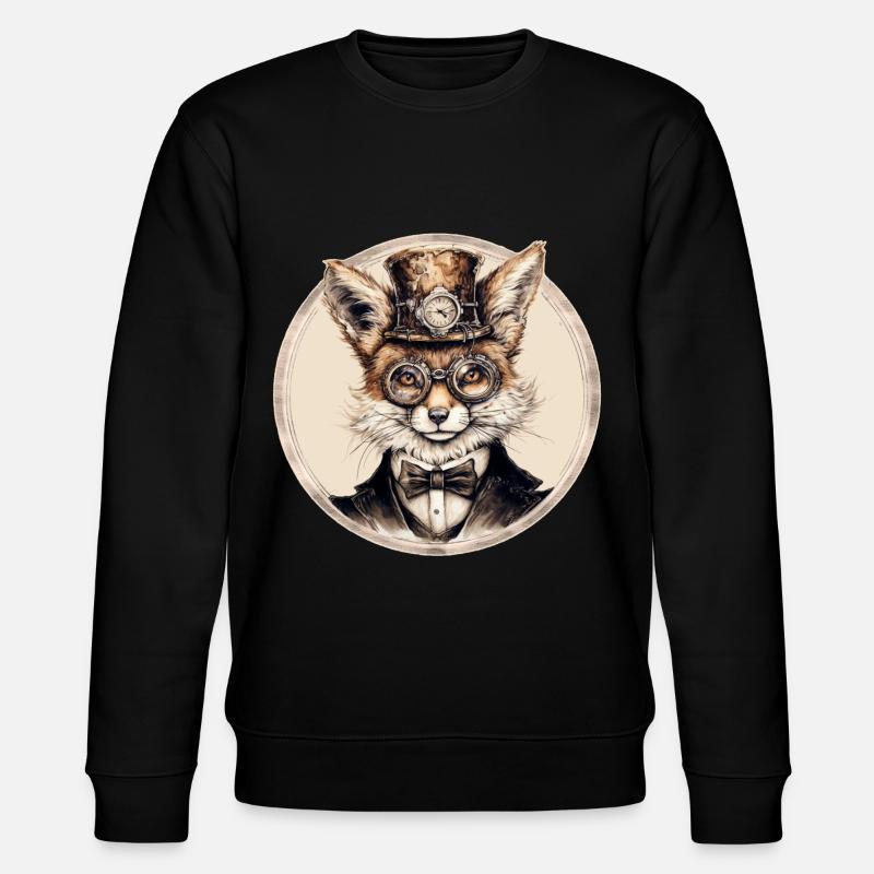 Steampunk Fox - Stanley/Stella CHANGER Unisex Organic Sweatshirt - black