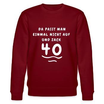 Anniversaire 40 Zag Cadeau Idée Cadeau Humoristique - Sweat bio CHANGER Stanley/Stella Unisexe - bordeaux - Devant - Nik (191cm) & Marisol (170cm)