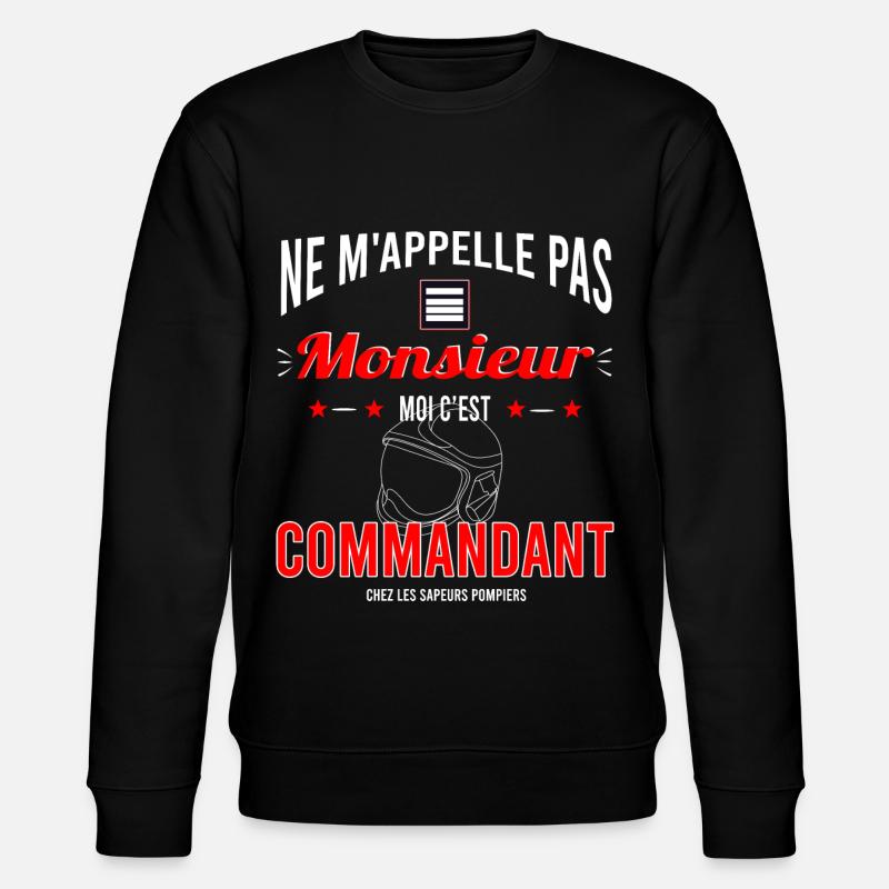 Sapeur pompier Commandant - Sweat bio CHANGER Stanley/Stella Unisexe - noir