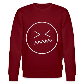 Emoji Skizze verärgert weiß - Stanley/Stella Unisex Bio-Sweatshirt CHANGER  - Burgunderrot - Vorne - Nik (191cm) & Marisol (170cm)