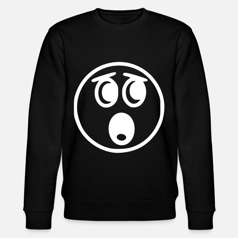 Emoji sketch scared white - Stanley/Stella CHANGER Unisex Organic Sweatshirt - black