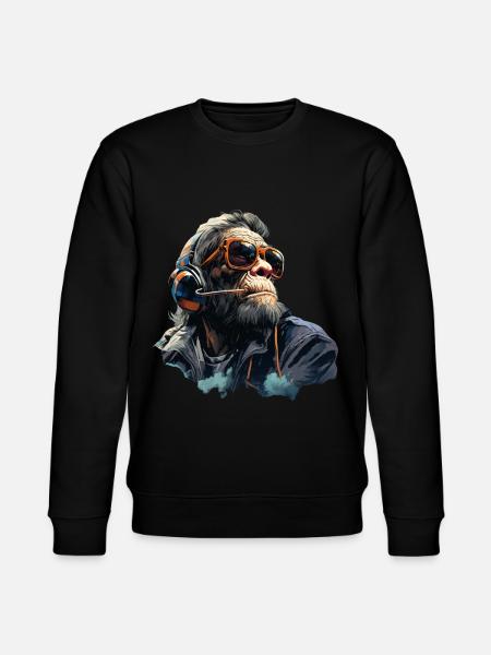 Gamer Chimp with headset - Stanley/Stella CHANGER Unisex Organic Sweatshirt - black