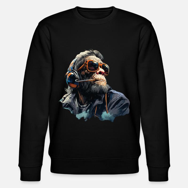 Gamer Chimp avec casque - Sweat bio CHANGER Stanley/Stella Unisexe - noir
