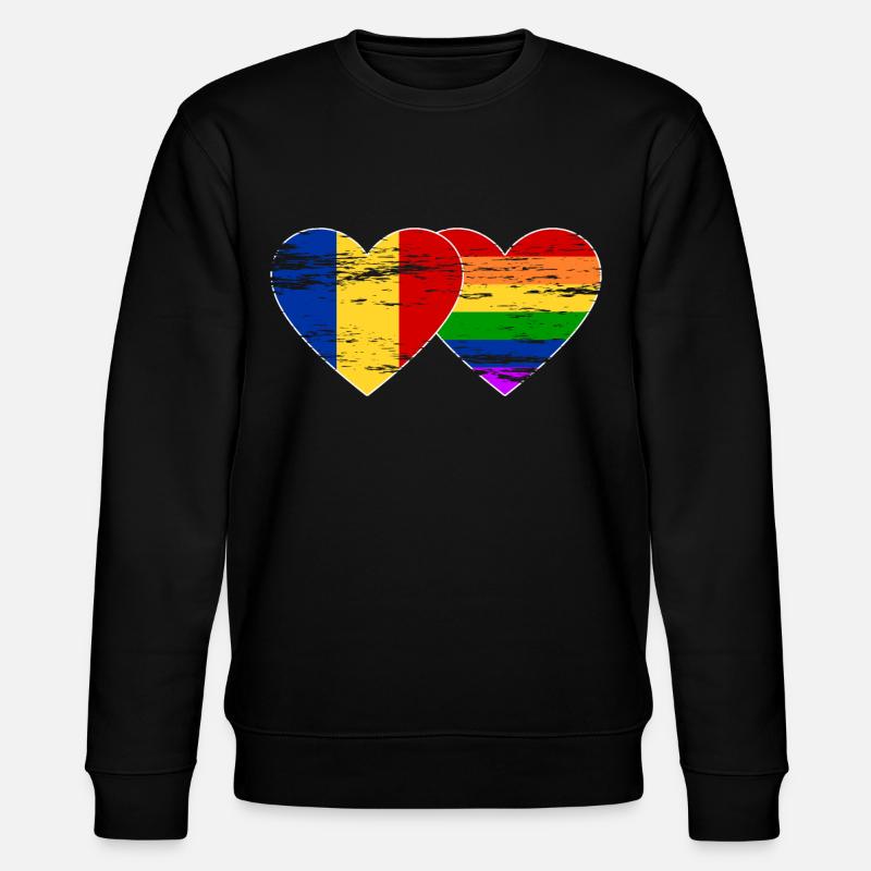 Drapeau arc-en-ciel de Roumanie utilisé - Sweat bio CHANGER Stanley/Stella Unisexe - noir