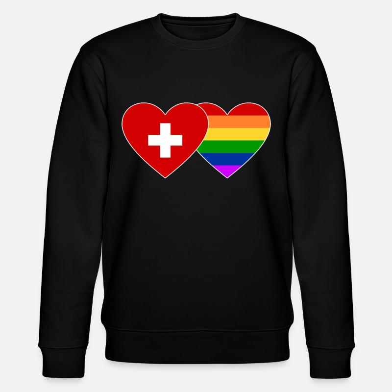Schweiz Regenbogen Flagge - Stanley/Stella Unisex Bio-Sweatshirt CHANGER  - Schwarz