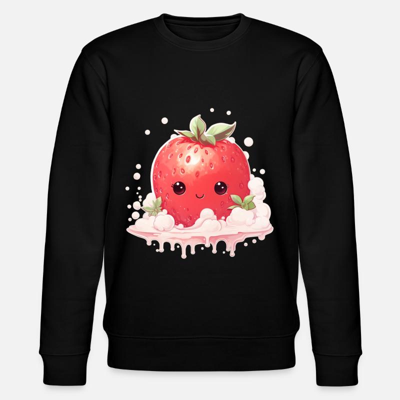 Erdbeere Kawaii - Stanley/Stella Unisex Bio-Sweatshirt CHANGER  - Schwarz